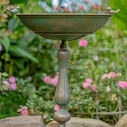 Zaer Ltd. International 27" Tall Ornate Pedestal Birdbath with Bird Details in Copper-Bronze ZR160318-CB View 6