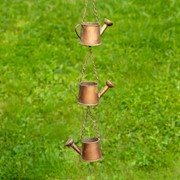 Zaer Ltd. International 73" Long Iron Rain Chain with Watering Cans in Antique Copper ZR200167-CP View 6
