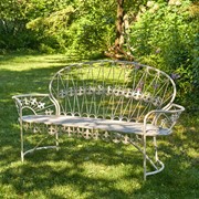 Zaer Ltd International "La Rochelle - Paris 1968" Iron Garden Bench with Curved Back in Antique White ZR191170-AW View 6