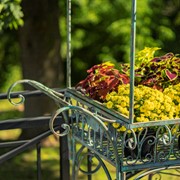 Zaer Ltd. International 7.9ft. Tall Antique Style Iron Flower Cart in Verdi Green "Paris 1968" ZR154079-VG View 6