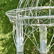 Zaer Ltd. International "Zina" 13ft. Tall Large Round Iron Garden Gazebo in Antique White ZR140283-AW View 6