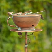 Zaer Ltd. International 63" Tall Tea Cup Birdhouse Garden Stake in Antique Copper LS213027 View 6