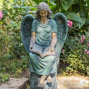Zaer Ltd International 46" Tall Sitting Magnesium Angel Statue Reading Book in Antique Bronze "Dina" ZR232746-BZ View 6