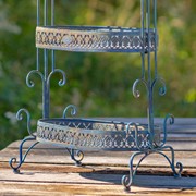 Zaer Ltd International Pre-Order: 43" Tall Three Tier Iron Plant Stand in Antique Blue ZR180978-BL View 6