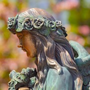 Zaer Ltd International 39" Tall Magnesium Angel Statue Holding Bouquet in Bronze "Sopia" ZR341939-BZ View 6