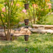 Zaer Ltd. International 76.25" Long Antique Bronze Rain Chain with Honey Bee and Bucket Hive ZR215374-BZ View 6