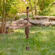 Zaer Ltd. International 76.75" Long Antique Bronze Iron Rain Chain with Rainbow Trout ZR215379-BZ View 6