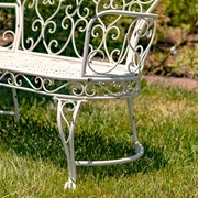 Zaer Ltd. International Esme Iron Garden Bench with Heart Designs in Antique White "Paris 1968" ZR200485-AW View 6