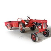 Zaer Ltd. International Pre-Order: 12.5 Ft. Long Large Red Metal Tractor with Cart "The Chesney" ZR534480-RD View 6