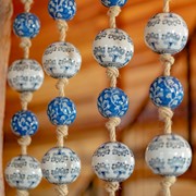Zaer Ltd. International 74" Long Porcelain Tsugo Ball Garland in Navy, Blue, & White "Kairi" ZR088208 View 6