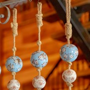 Zaer Ltd. International 74" Long Porcelain Tsugo Ball Garland in Baby Blue & Ivory "Sakura" ZR088211 View 6