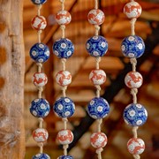 Zaer Ltd. International 74" Long Porcelain Tsugo Ball Garland in Burnt Orange & Blue "Kimi" ZR088212 View 6
