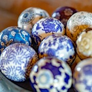 Zaer Ltd International Set of 12 Assorted 3" Ceramic Sailor Balls "Okinawa" - Blue Tones ZR088202 View 6