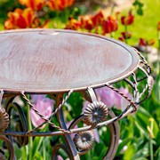 Zaer Ltd. International 25.2" Tall Round Iron Table with Aster Flower Accents "Copenhagen 1843" ZR200520-BZ View 6