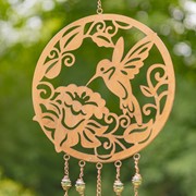 Zaer Ltd. International Set of 6 Asst. Circular Copper Wind Chimes with Nature Scenes & Bell ZR122131-SET View 6