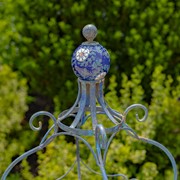 Zaer Ltd. International Pre-Order: 45" Tall Blue Iron Birdbath with Ceramic Sailor Ball Accent "Mizu" ZR200534-BL View 6