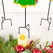 Zaer Ltd International Set of 3 Assorted Colorful Santa Hat Wearing Christmas Tree Yard Stakes ZR210469-SET View 6