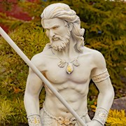 Zaer Ltd. International 50" Tall Magnesium Merman Garden Statue Holding Trident in Antq. Grey "Roberto" ZR343149-GY View 6