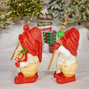 Zaer Ltd. International Set of Two 27.5" Tall Santa Gnome Statues Holding Gifts & Staffs "Nick & Kris" ZR223506-7 View 6