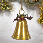Zaer Ltd International Set of 9 Assorted Antique Gold Oversized Hanging Metal Christmas Bells ZR200891-SET View 6