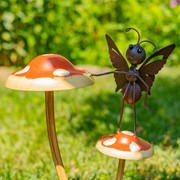 Zaer Ltd International Set of 6 Assorted Bustling Butterflies on Iron Mushroom Garden Stakes ZR652408-SET View 6
