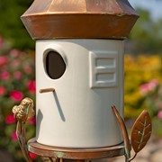 Zaer Ltd International 69.75" Tall Iron & White Porcelain Birdhouse Stake "Vienna" ZR225216-CP View 6