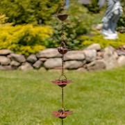 Zaer Ltd International 78" Long Iron Flower Rain Chain in Antique Rust ZR156150-AR View 6