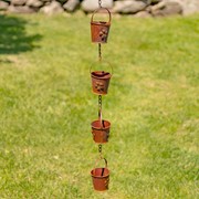 Zaer Ltd International 78" Long Bucket Rain Chain in Antique Rust ZR156160-AR View 6