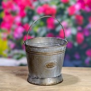 Zaer Ltd. International Set of 2 Galvanized Round Iron Planters with Moving Handles in Antique Grey ZR831012 View 6