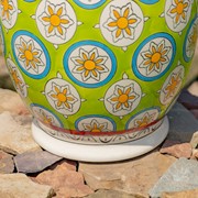 Zaer Ltd. International 17.75" Tall Ceramic Stoneware Stool in Green, Blue, & Yellow "Cassidy" ZR083856 View 6