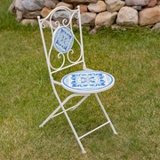 Zaer Ltd. International "Cape May" Three Piece Mosaic Bistro Set - White & Blue ZR850190-60-SET View 6