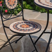 Zaer Ltd. International "Sedona" Three Piece Mosaic Bistro Set - Tan & Blue ZR850214-68-SET View 6