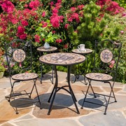 Zaer Ltd. International "Medora" Three Piece Mosaic Bistro Set - Stone Grey & Tan ZR850114-69-SET View 6