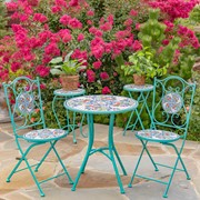 Zaer Ltd. International "Baton Rouge" 23in. Tall Mosaic Folding Plant Stand - Blue, Green & R ZR850916 View 6
