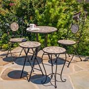 Zaer Ltd. International "St. Augustine" 23in. Tall Mosaic Folding Plant Stand - Stone & Brown ZR850516 View 6