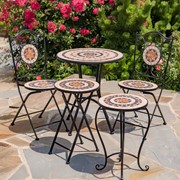 Zaer Ltd. International "Sedona" 23in. Tall Mosaic Folding Plant Stand - Tan & Blue ZR850216 View 6