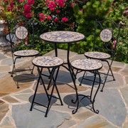 Zaer Ltd. International "Medora" 23in. Tall Mosaic Folding Plant Stand - Stone Grey & Tan ZR850116 View 6