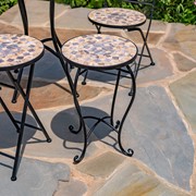 Zaer Ltd. International "Medora" 22in. Tall Mosaic Pedestal Plant Stand - Stone Grey & Tan ZR850115 View 6