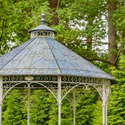11ft. Tall Round Iron Gazebo with Four Side Walls & Flower 11ft. Tall Round Iron Gazebo with Four Side Walls & Flower