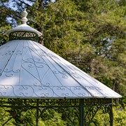 Zaer Ltd. International 11.25ft. Tall Round Iron Gazebo w/Sidewalls & Baskets in Green "Seville" ZR230419-GR View 6