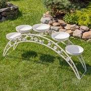 Zaer Ltd. International Pre-Order: 6.6ft. Long Bridge-Like Iron Plant Stand in Antique White "Stockholm" ZR230421-AW View 6
