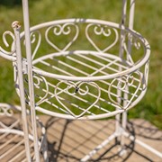 Zaer Ltd International 32.5"Tall Three-Basket Iron Trifold Plant Stand in Antique White "Medellín 1972" ZR238105-AW View 6