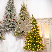 Zaer Ltd International Set of 5 Hanging 3D 8-Point Decorative Metal Stars in Asst Sizes "Asterismos" ZR233024-SET View 6
