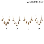 Zaer Ltd International Set of 4 Asst. Hanging Five Piece Metal Bell Decorations in Gold "Fanny Bright" ZR233008-GDS View 6