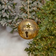 Zaer Ltd International Set of 5 Assorted Hanging Gold Iron Christmas Bells W/Star Cutouts "Ringa Linga" ZR233011-GDS View 6