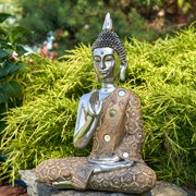 Zaer Ltd International 16" Tall Polyresin Preaching Tibetan Buddha in the Vitarka Mudra ZR920801 View 6