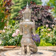 Zaer Ltd International 25.6" Tall Silver Polyresin Thai Kneeling in Prayer Buddha ZR920400 View 6