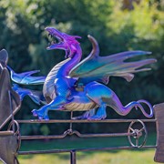 Zaer Ltd International 61.8" Tall Iron Windmill with Flapping Iridescent Dragon & Weather Vane ZR548541 View 6