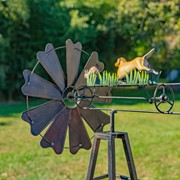 Zaer Ltd International 59.8" Tall Iron Windmill with Dog Chasing Rabbit on Weather Vane ZR548543 View 6