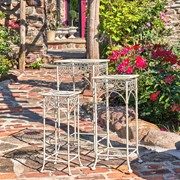 Zaer Ltd. International Set of 3 Square Metal Plant Stand Tables in Antique White "Copenhagen 1843"" ZR220735-AW View 6